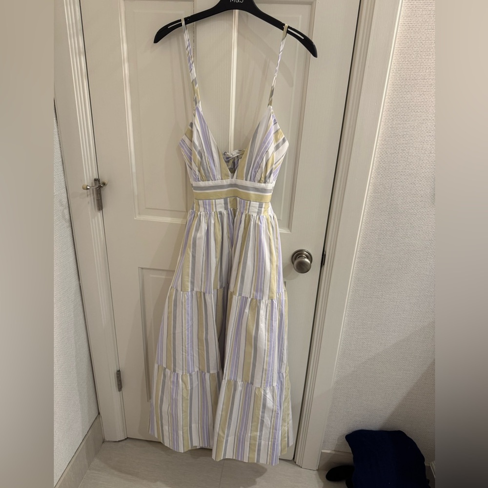 Striped spaghetti strap dress with open back
